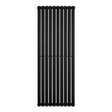 Radiateur à colonnes ovales noir, 1600 x 600 mm, avec une finition lisse et des lignes verticales élégantes pour un style moderne