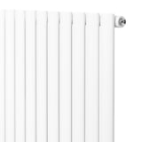Radiateur à colonnes ovales blanc, 1600 x 600 mm, avec surface lisse et finition brillante, idéal pour un chauffage efficace