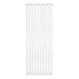 Radiateur à colonnes ovales blanc, 1600 x 600 mm, avec une surface lisse et des lignes verticales épurées, idéal pour un intérieur moderne