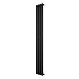 Radiateur à colonnes ovales noir, 1800 x 240 mm, design moderne avec finition lisse et élégante, idéal pour un chauffage efficace