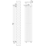 Radiateur à colonnes ovales noir, dimensions 1800 x 360 mm, design élégant avec finitions lisses et modernes, idéal pour tout intérieur