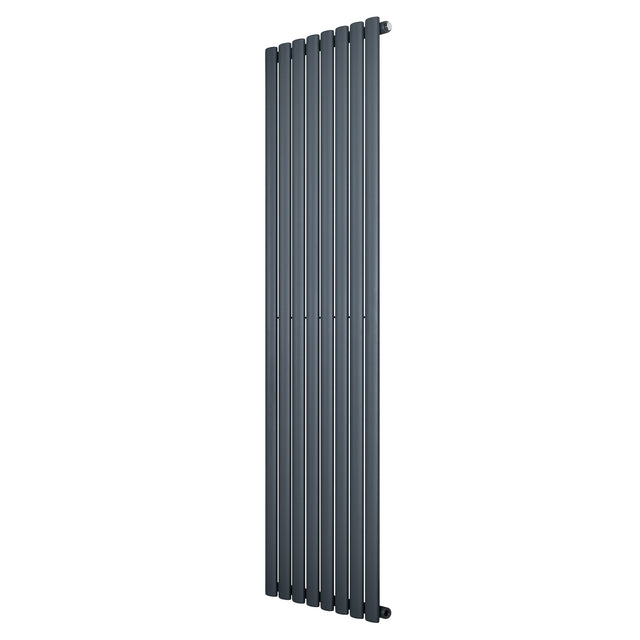 Radiateur à colonnes ovales gris anthracite, 1800 x 480 mm, avec finition lisse et design moderne, idéal pour un intérieur élégant