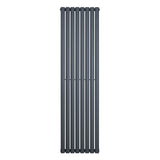 Radiateur à colonnes ovales gris anthracite, 1800 x 480 mm, avec un design élégant et moderne, surface lisse et finition mate