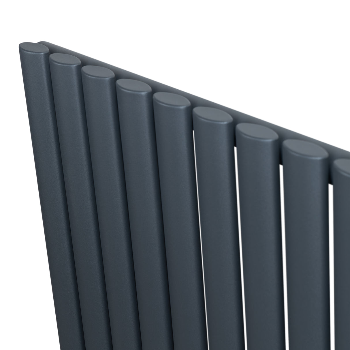 Radiateur à colonnes ovales gris anthracite, 1800 x 480 mm, avec une finition lisse et des lignes épurées pour un design moderne