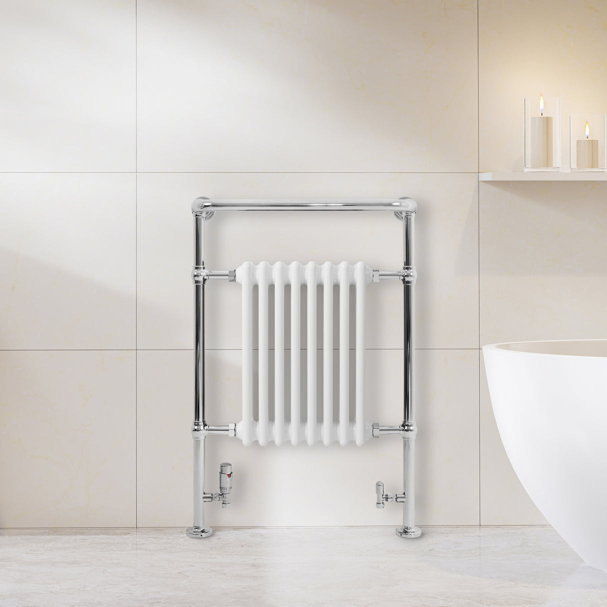 Radiateur Traditionnel Sèche-Serviettes - 950 mm x 660 mm - Blanc