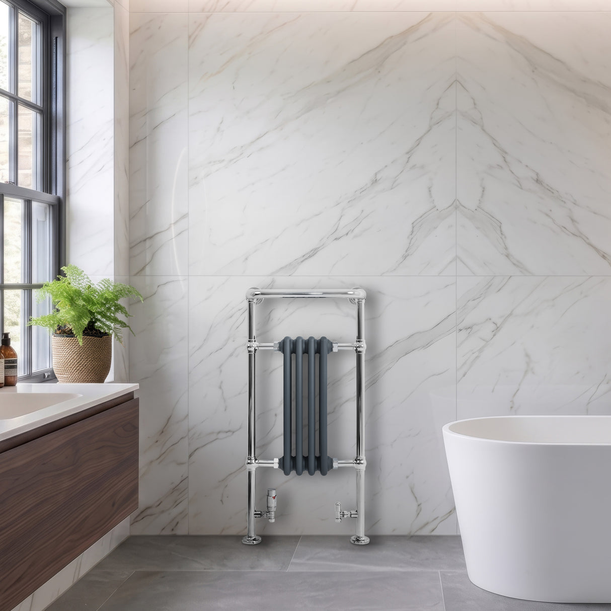 Radiateur Traditionnel Sèche-Serviettes - 950 mm x 480 mm - Gris Anthracite