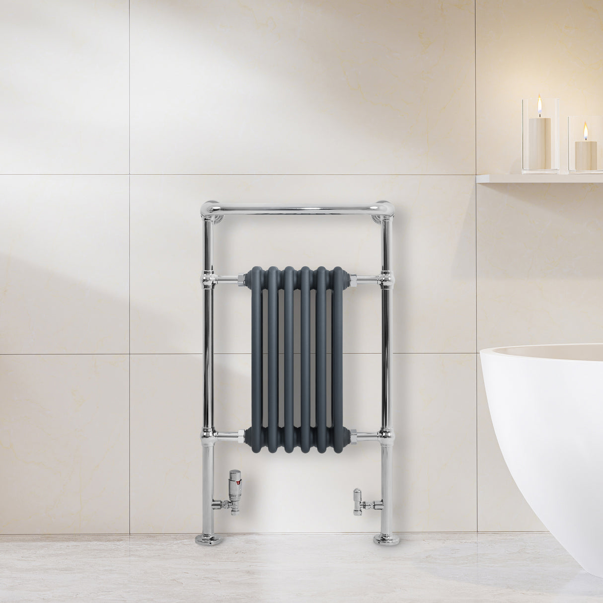 Radiateur Traditionnel Sèche-Serviettes - 950 mm x 570 mm - Gris Anthracite