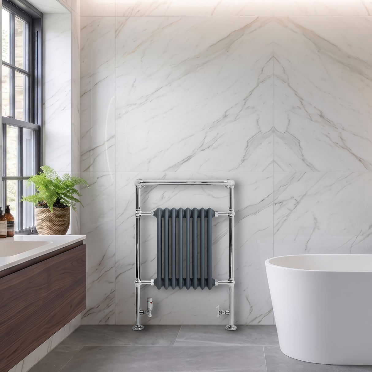 Radiateur Traditionnel Sèche-Serviettes - 950 mm x 660 mm - Gris Anthracite