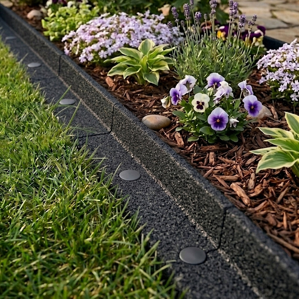 Lot de 4 Bordures de Jardin Flexibles en Caoutchouc 1,2 m - Noir