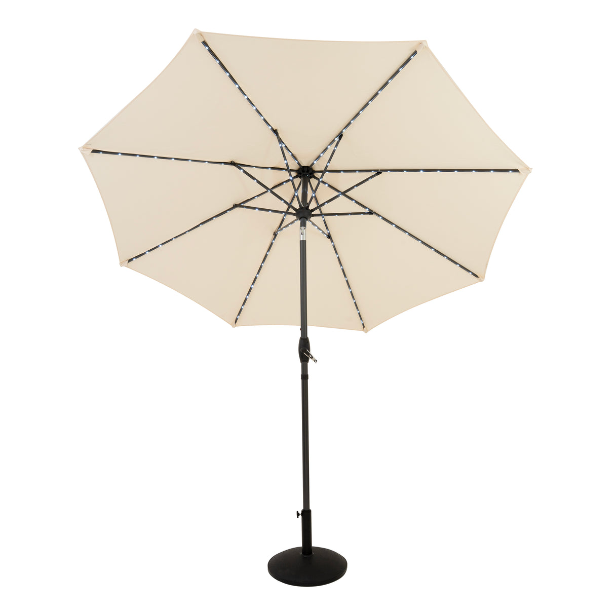 Parasol Inclinable à LED 2,7 m & Socle en Béton - Crème