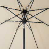 Parasol Inclinable à LED 2,7 m & Socle en Béton - Crème