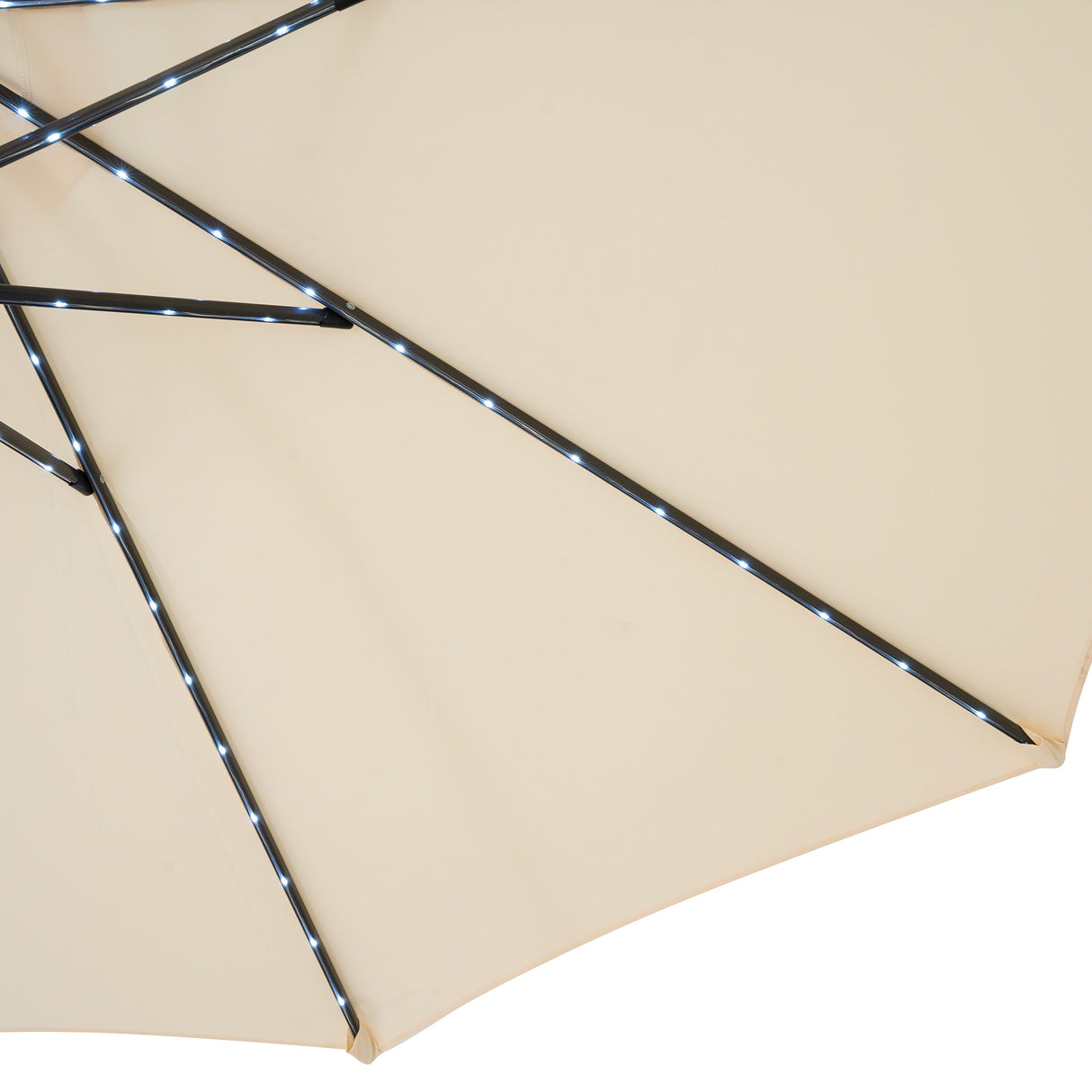 Parasol Inclinable à LED 2,7 m & Socle en Béton - Crème