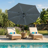 Parasol Inclinable à LED 2,7 m & Socle en Béton - Gris