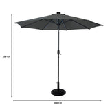 Parasol Inclinable à LED 2,7 m & Socle en Béton - Gris