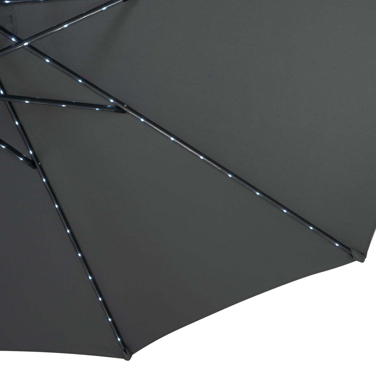 Parasol Inclinable à LED 2,7 m & Socle en Béton - Gris