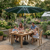 Parasol Inclinable à LED 2,7 m & Socle en Béton - Vert