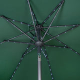 Parasol Inclinable à LED 2,7 m & Socle en Béton - Vert