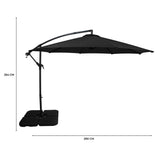 Parasol Banane à Mât Déporté 3 m & Pied Carré - Noir