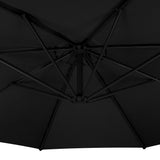 Parasol Banane à Mât Déporté 3 m & Pied Carré - Noir