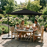 Parasol Banane à Mât Déporté 3 m & Pied Carré - Noir