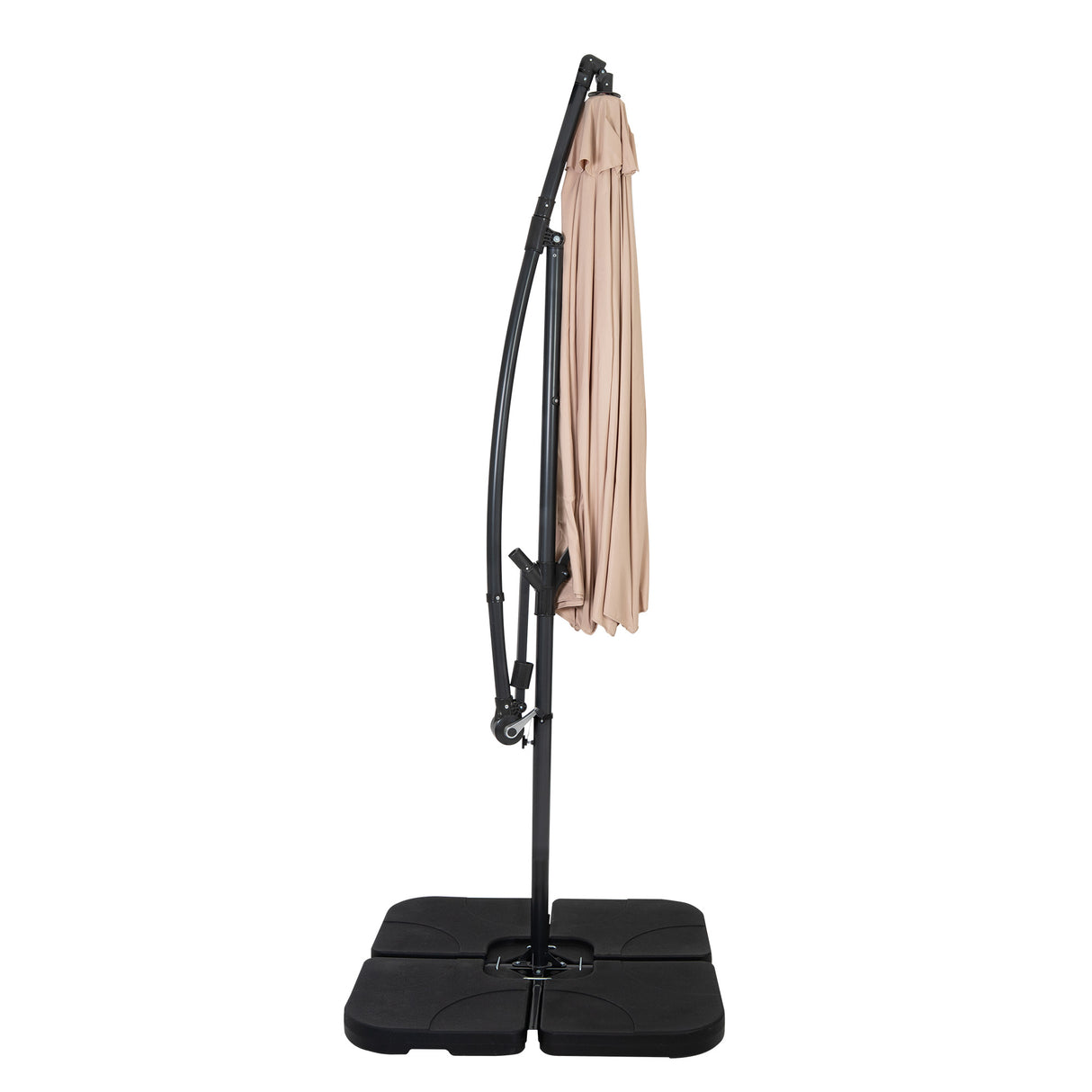 Parasol Banane à Mât Déporté 3 m & Pied Carré - Beige