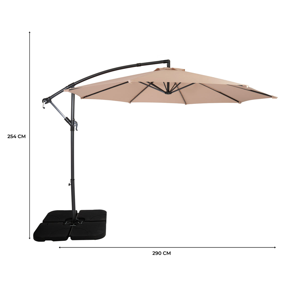 Parasol Banane à Mât Déporté 3 m & Pied Carré - Beige