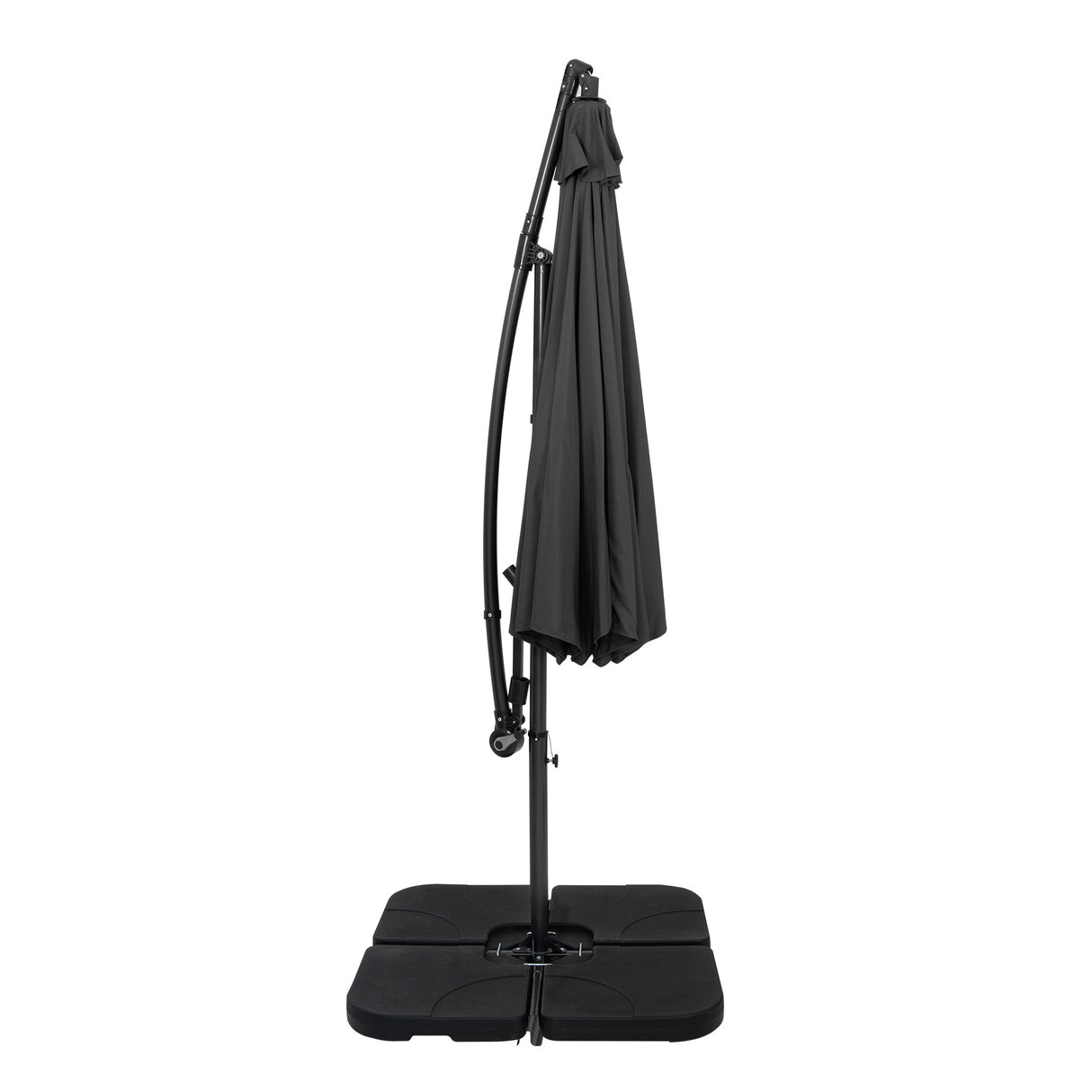 Parasol Banane à Mât Déporté 3 m & Pied Carré - Gris