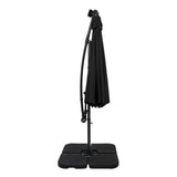 Parasol Banane à Mât Déporté à LED 3 m & Pied Carré - Noir