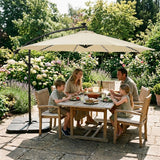 Parasol Banane à Mât Déporté à LED 3 m & Pied Carré - Crème