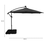 Parasol Banane à Mât Déporté à LED 3 m & Pied Carré - Gris