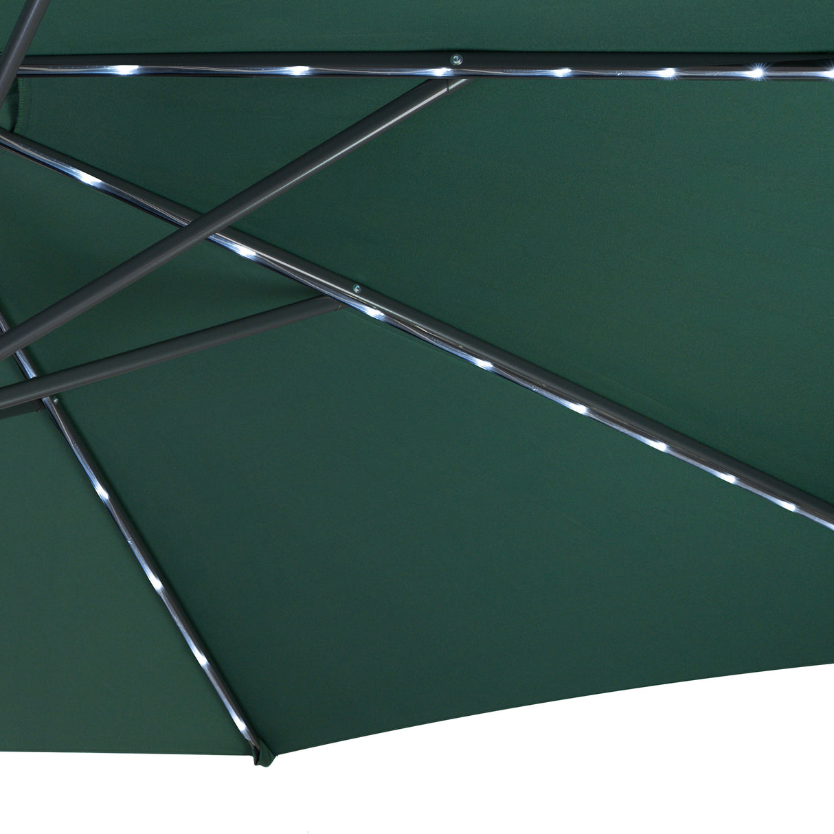 Parasol Banane à Mât Déporté à LED 3 m & Pied Carré - Vert
