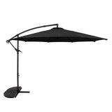 Parasol Banane à Mât Déporté 3 m & 2 Pieds en Éventail - Noir