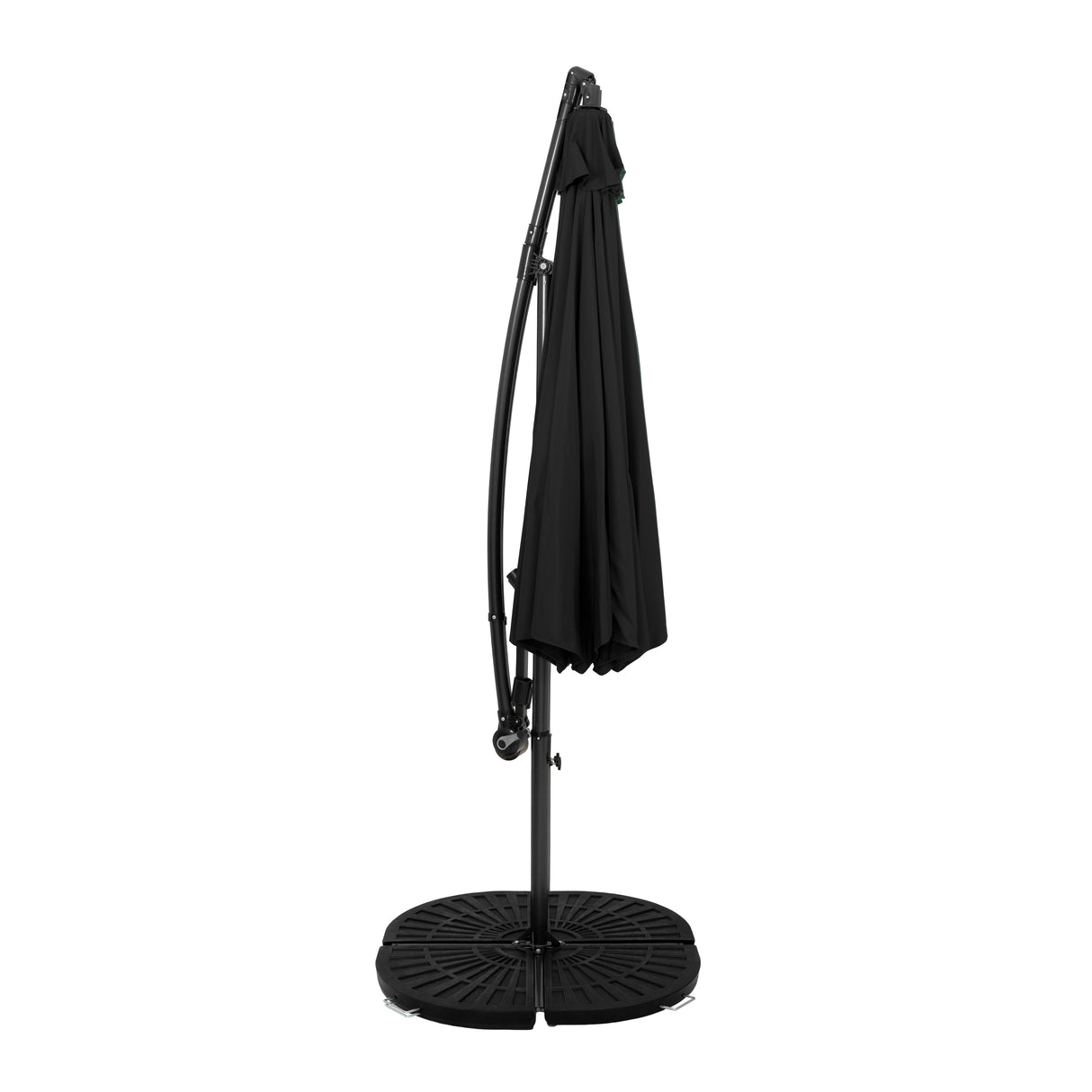 Parasol Banane à Mât Déporté 3 m & 2 Pieds en Éventail - Noir