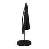 Parasol Banane à Mât Déporté 3 m & 2 Pieds en Éventail - Noir
