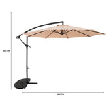 Parasol Banane à Mât Déporté 3 m & 2 Pieds en Éventail - Beige