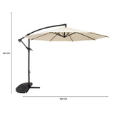 Parasol Banane à Mât Déporté 3 m & 2 Pieds en Éventail - Crème
