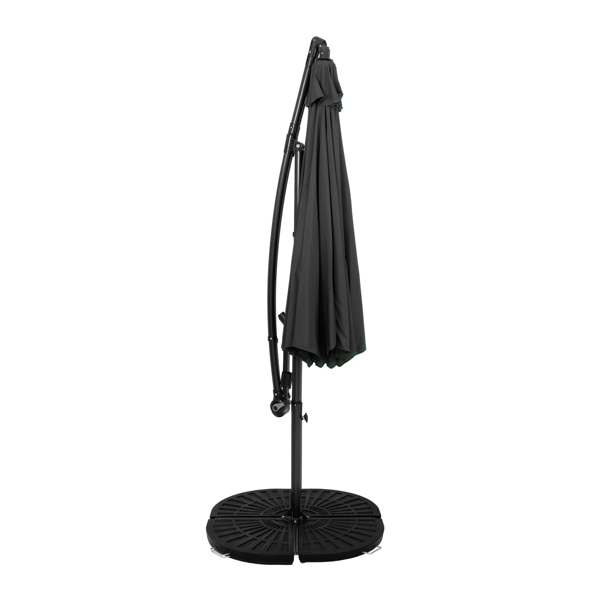 Parasol Banane à Mât Déporté 3 m & 2 Pieds en Éventail - Gris