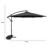 Parasol Banane à Mât Déporté 3 m & 2 Pieds en Éventail - Gris