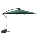 Parasol Banane à Mât Déporté 3 m & 2 Pieds en Éventail - Vert