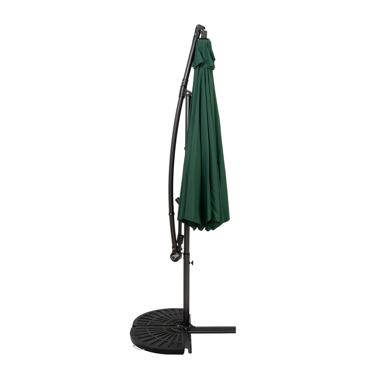 Parasol Banane à Mât Déporté 3 m & 2 Pieds en Éventail - Vert