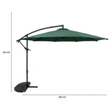 Parasol Banane à Mât Déporté 3 m & 2 Pieds en Éventail - Vert