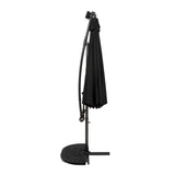 Parasol Banane à Mât Déporté à LED 3 m & 2 Pieds en Éventail - Noir