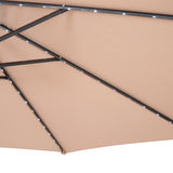 Parasol Banane à Mât Déporté à LED 3 m & 2 Pieds en Éventail - Beige