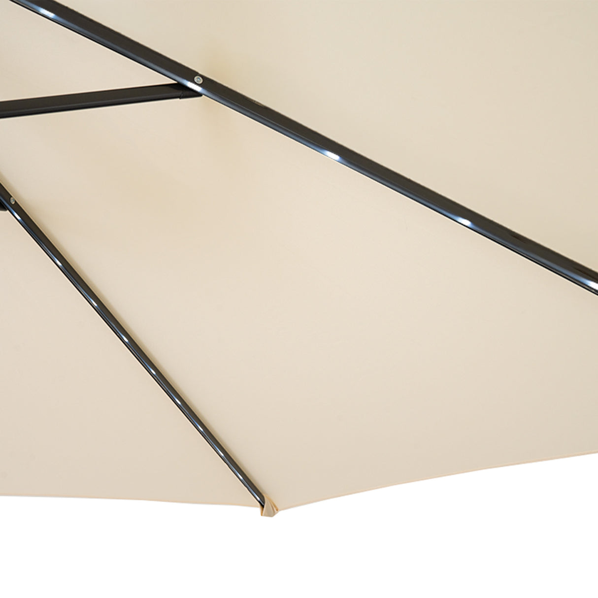 Parasol Banane à Mât Déporté à LED 3 m & 2 Pieds en Éventail - Crème