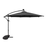Parasol Banane à Mât Déporté à LED 3 m & 2 Pieds en Éventail - Gris
