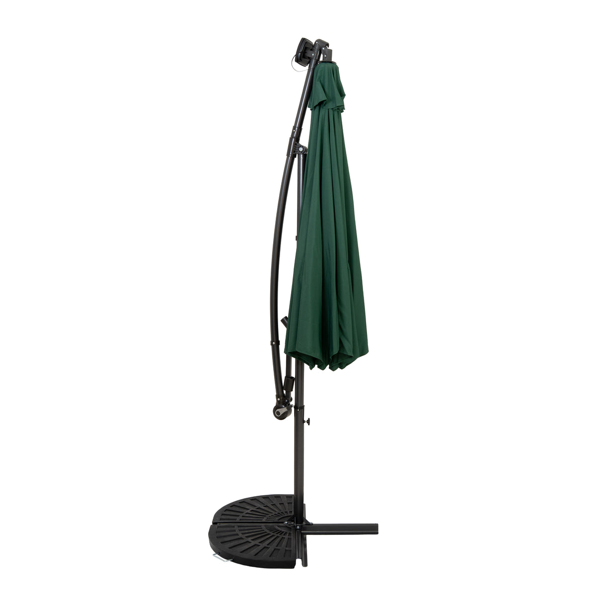 Parasol Banane à Mât Déporté à LED 3 m & 2 Pieds en Éventail - Vert