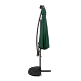 Parasol Banane à Mât Déporté à LED 3 m & 2 Pieds en Éventail - Vert