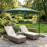 Parasol Banane à Mât Déporté à LED 3 m & 2 Pieds en Éventail - Vert