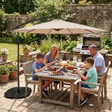 Parasol Banane à Mât Déporté 3 m & 4 Pieds en Éventail - Beige