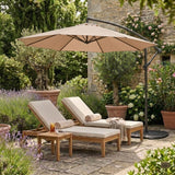 Parasol Banane à Mât Déporté 3 m & 4 Pieds en Éventail - Beige